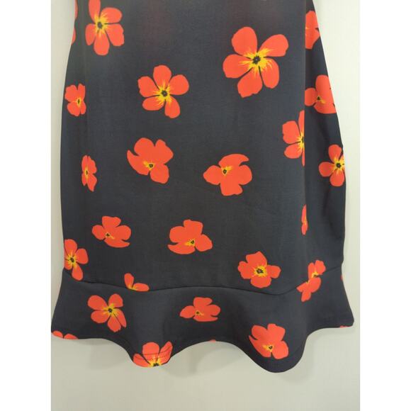 Misguided Floral Strappy Frill Hem Mini Dress - Size 10 - Black Orange Party NWT - Picture 6 of 13